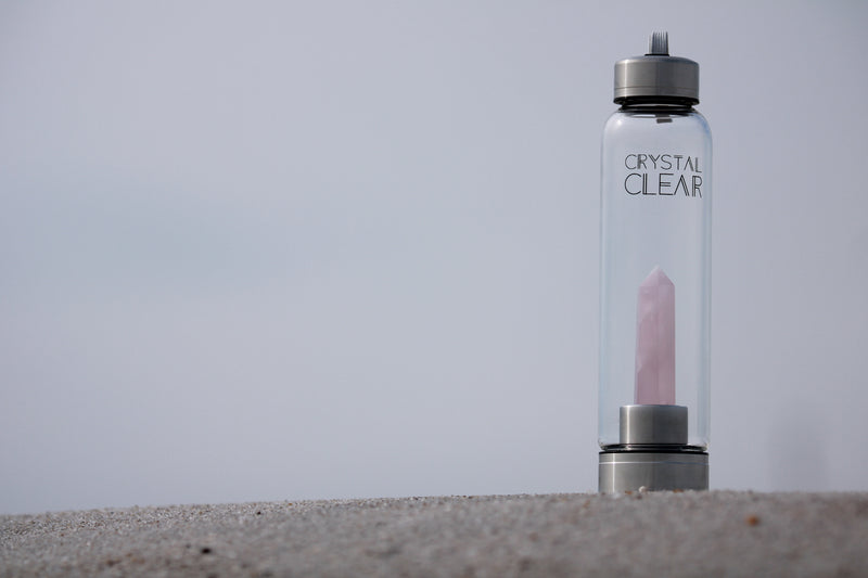 Steel Rose Quartz Bottle - Crystal Clear
