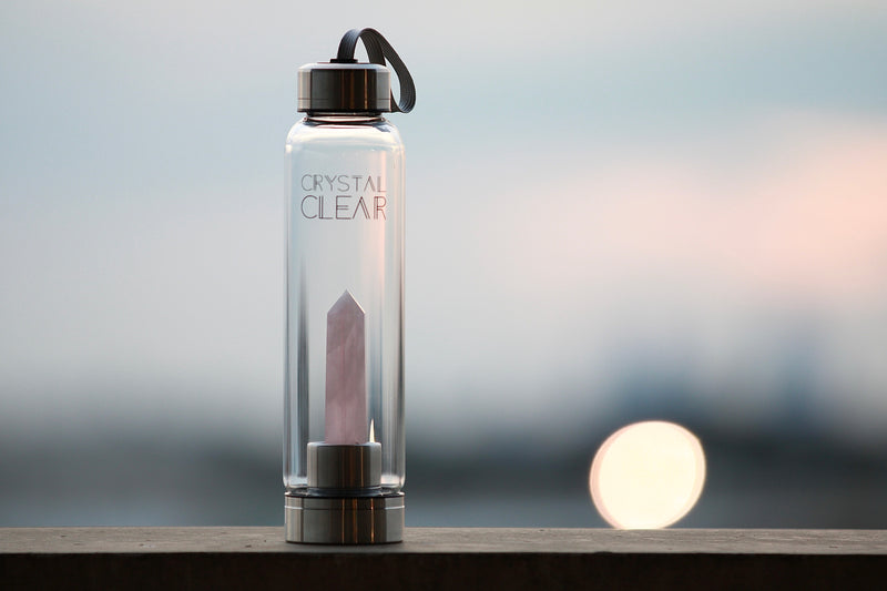 Steel Rose Quartz Bottle - Crystal Clear