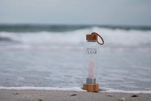 Bamboo Rose Quarts Bottle - Crystal Clear