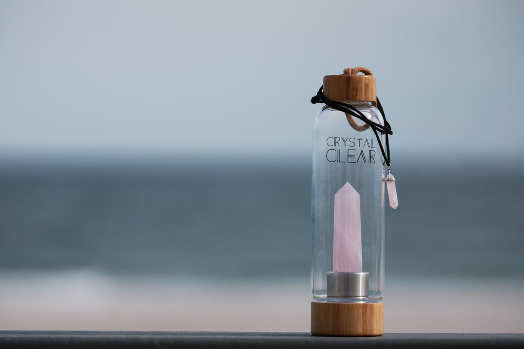 Bamboo Rose Quarts Bottle - Crystal Clear