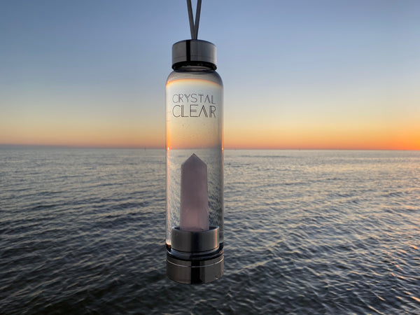 Steel Rose Quartz Bottle - Crystal Clear