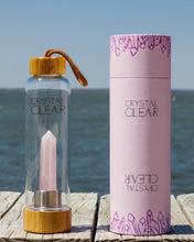 Load image into Gallery viewer, Bamboo Rose Quarts Bottle - Crystal Clear