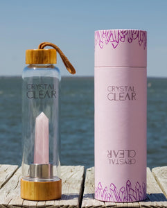 Bamboo Rose Quarts Bottle - Crystal Clear