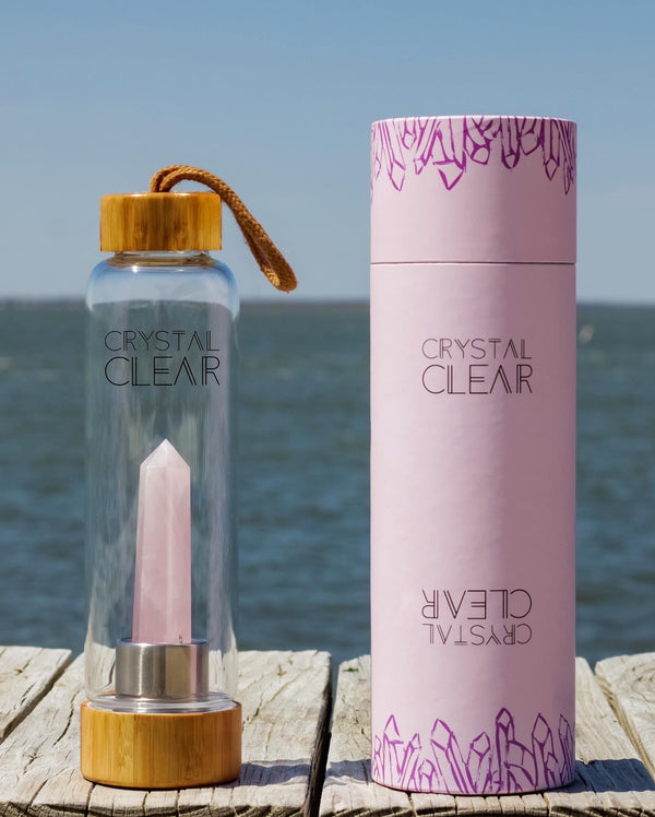 Bamboo Rose Quarts Bottle - Crystal Clear