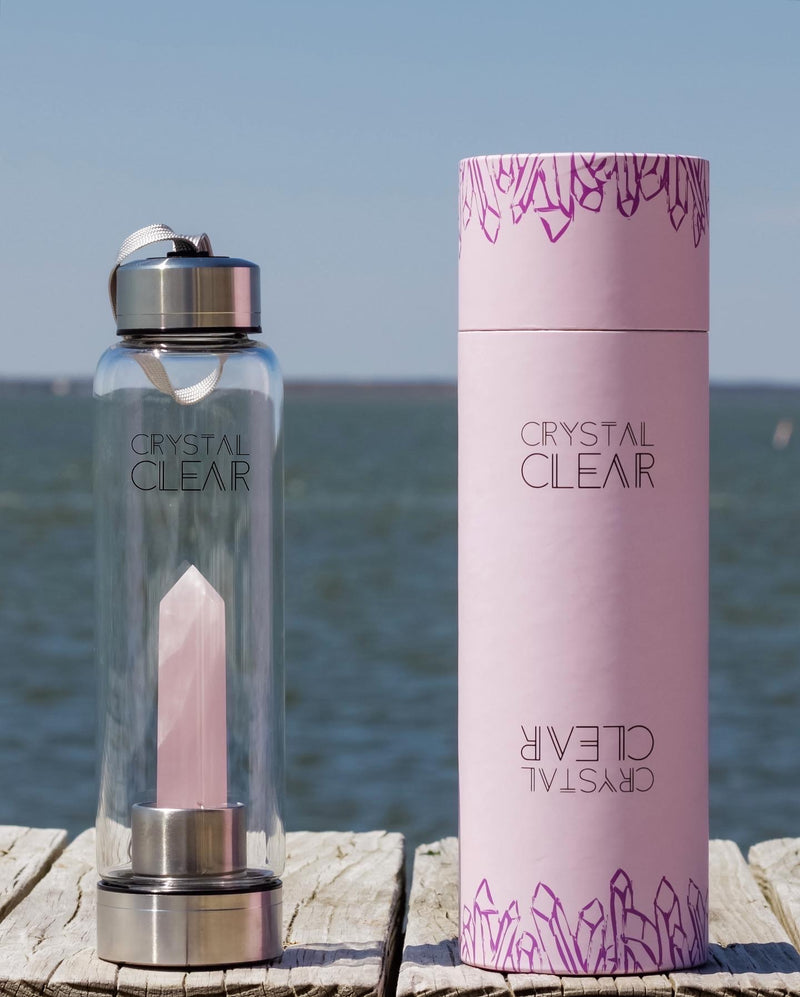 Steel Rose Quartz Bottle - Crystal Clear