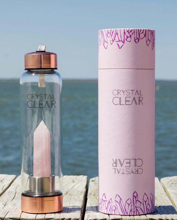 Rose Gold Rose Quartz Bottle (LIMITED STOCK) - Crystal Clear