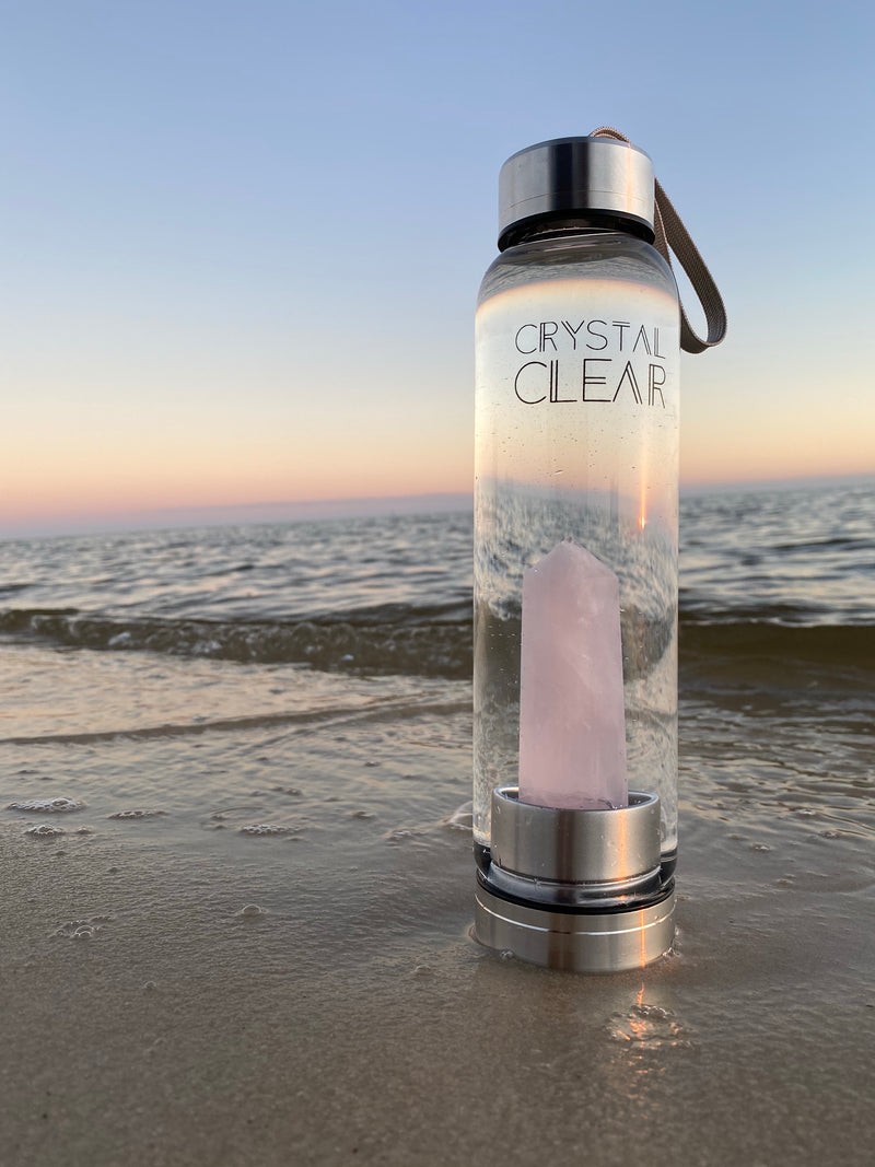 Steel Rose Quartz Bottle - Crystal Clear